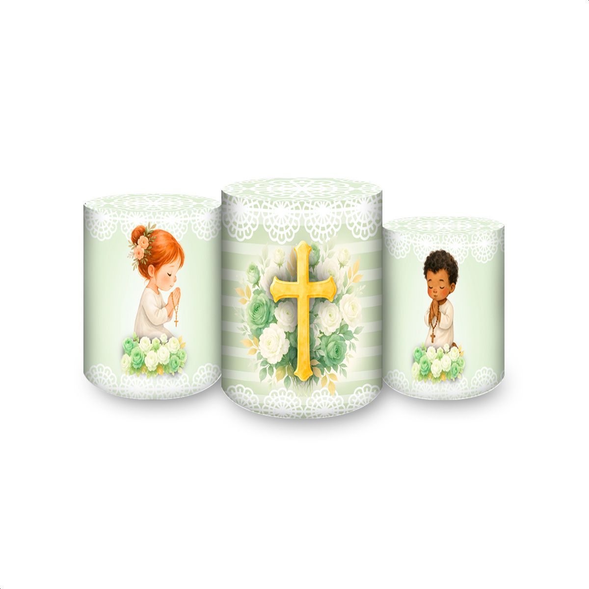 Trio Capas Cilindros Tema Batizado 7140 - Cilindros 7140 - Painel Festivo