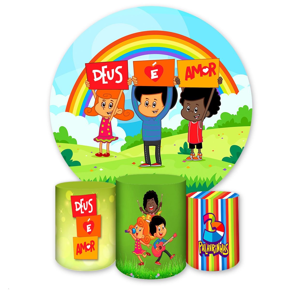Kit 4 Capas Tema 3 Palavrinhas 7128 - Kit 4 Capas 7128 - Painel Festivo