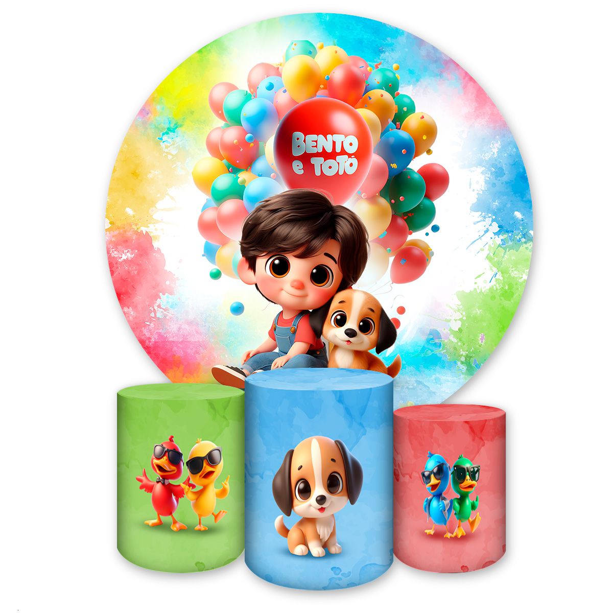 Kit 4 Capas Tema Bento e Totó 7134 - Kit 4 Capas 7134 - Painel Festivo