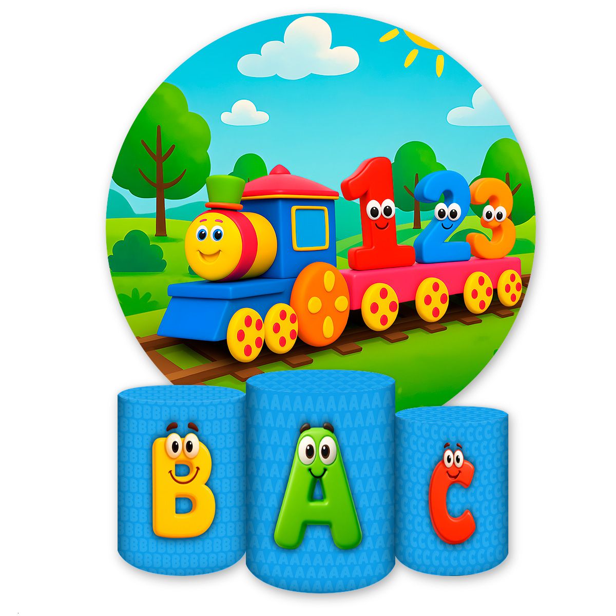 Kit 4 Capas Tema Bob o Trem 7078 - Kit 4 Capas 7078 - Painel Festivo