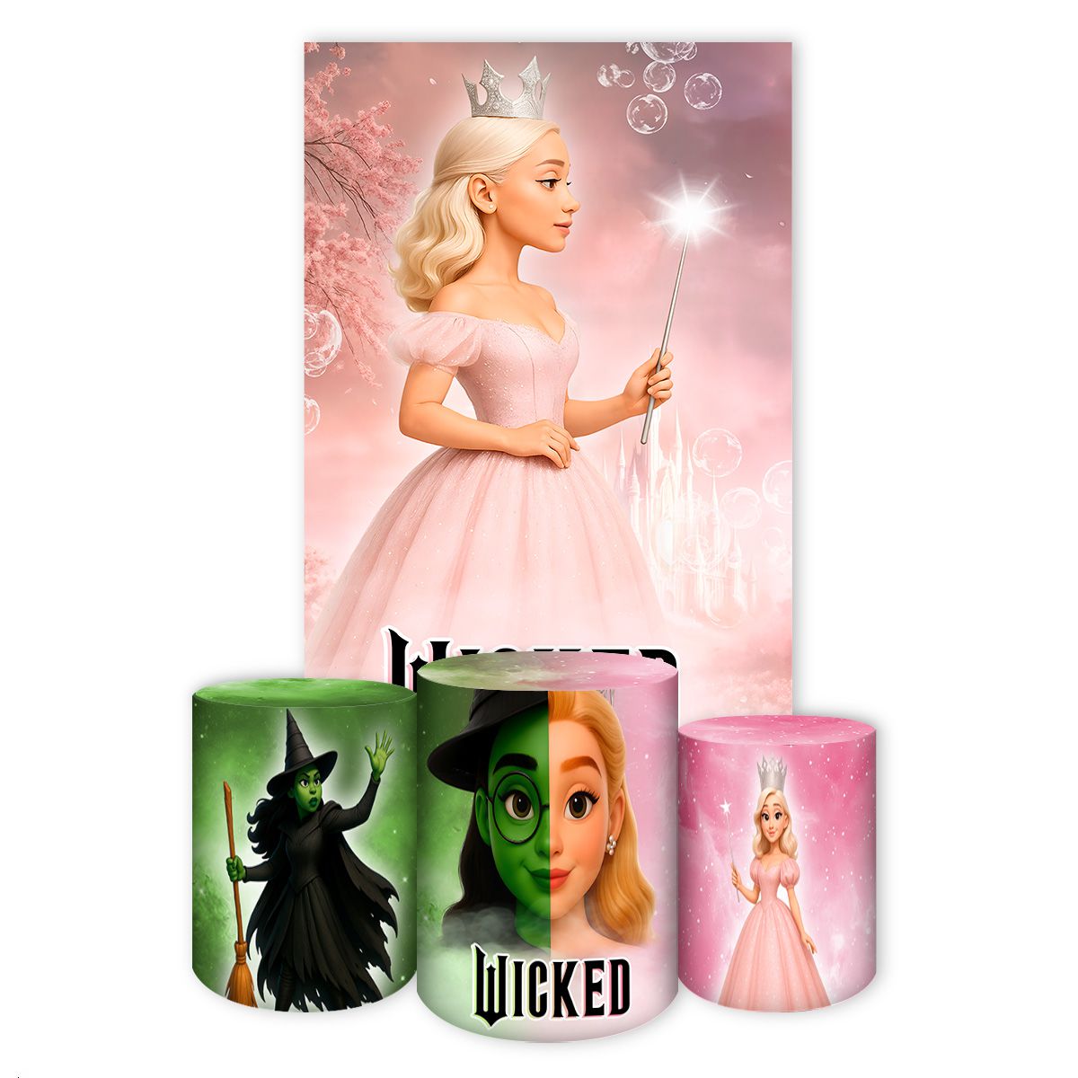 Kit Retangular + Trio de Cilindros Tema Wicked 7169 - Retangular + Trio de Cilindros 7169 - Painel Festivo