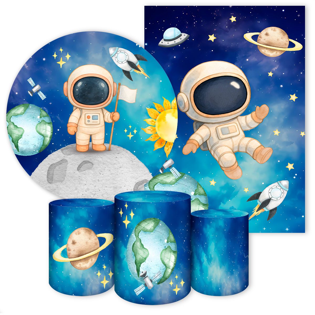 Kit 5 Peças Tema Astronauta 7136 - Kit 5 Peças 7136 - Painel Festivo