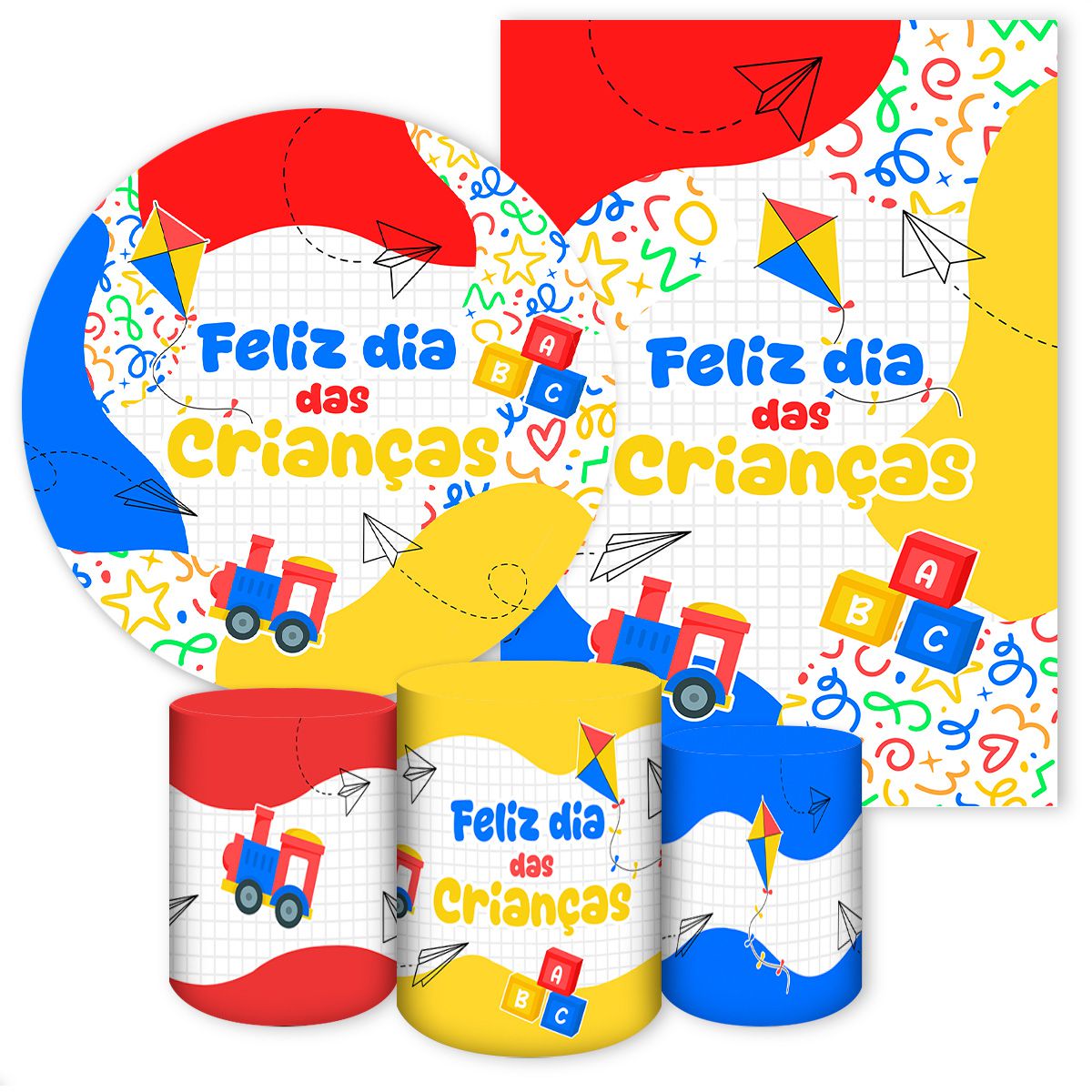 Kit 5 Peças Tema Dia das Crianças 7164 - Kit 5 Peças 7164 - Painel Festivo