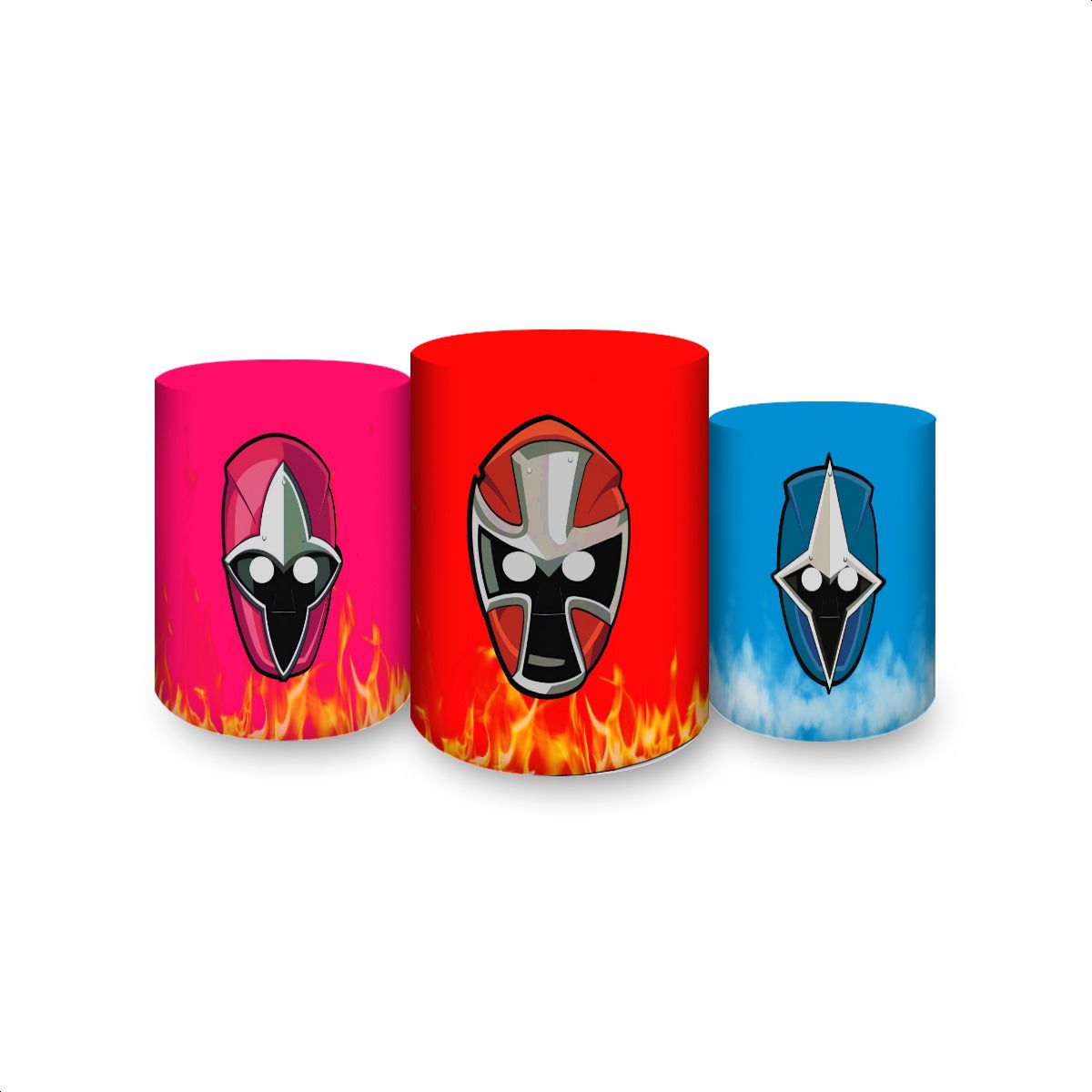 Trio Capas Cilindros Sublimados Tema Power Rangers... - Painel Festivo