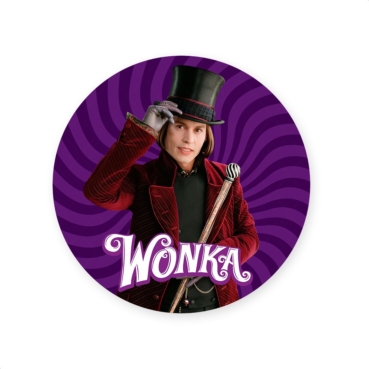 Capa Painel Redondo Sublimados Tema Willy Wonka 21... - Painel Festivo