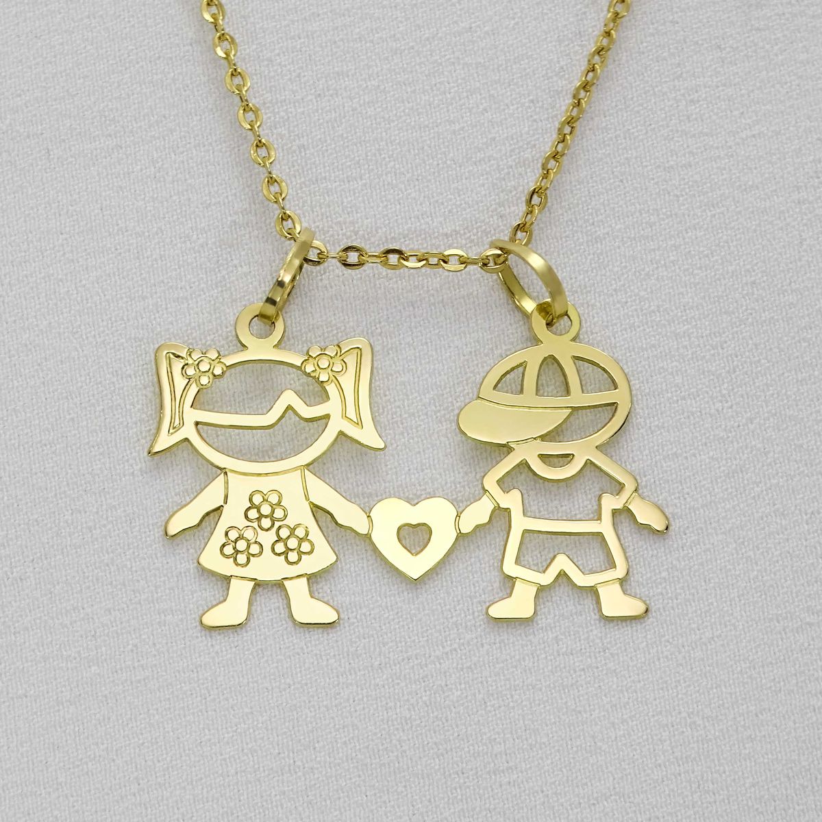 Pingente em Ouro 18k casal de irmãos - Pingente - ... - PIPPER JOIAS