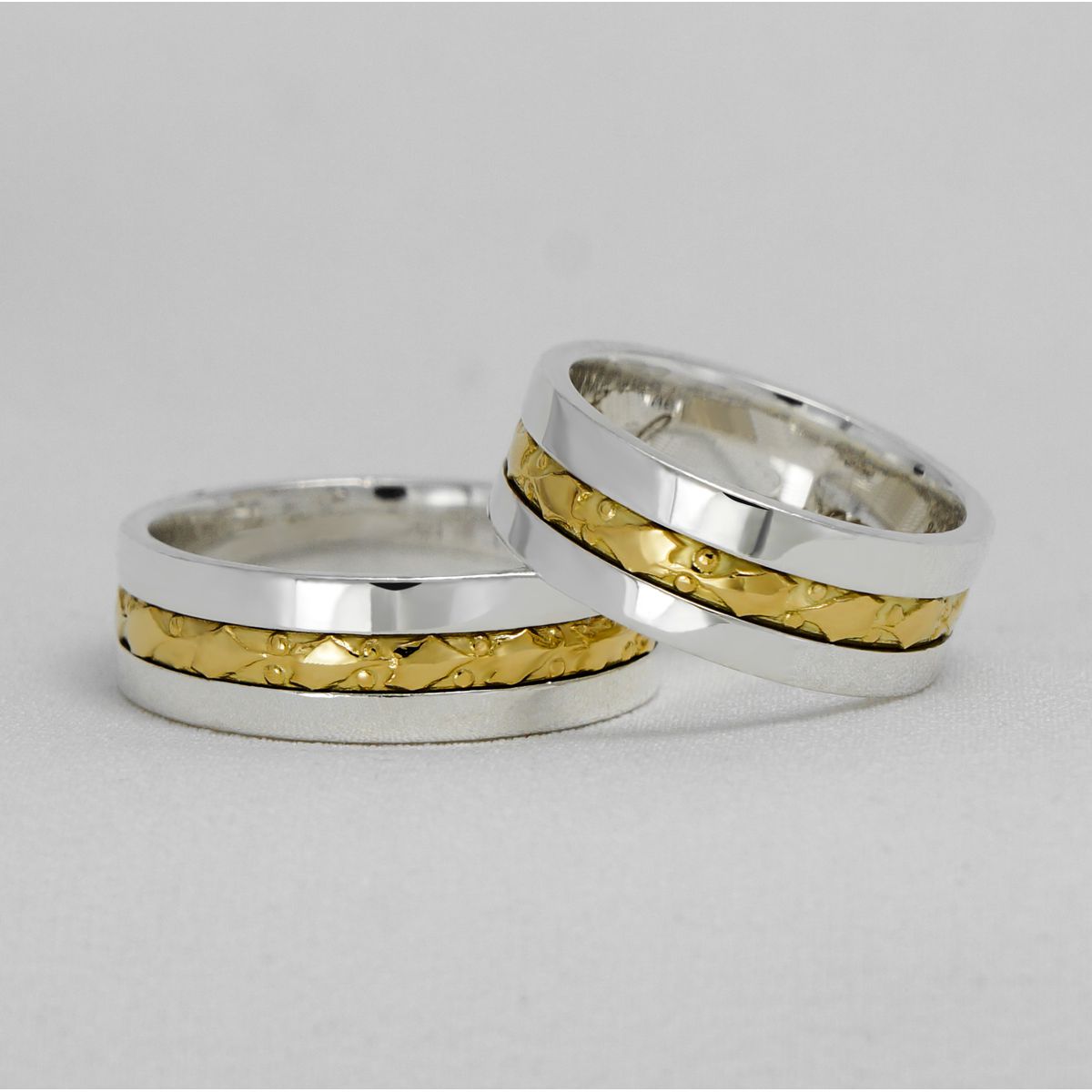 Par de Aliança Bodas de Prata em Ouro 18k ou 14k e... - PIPPER JOIAS