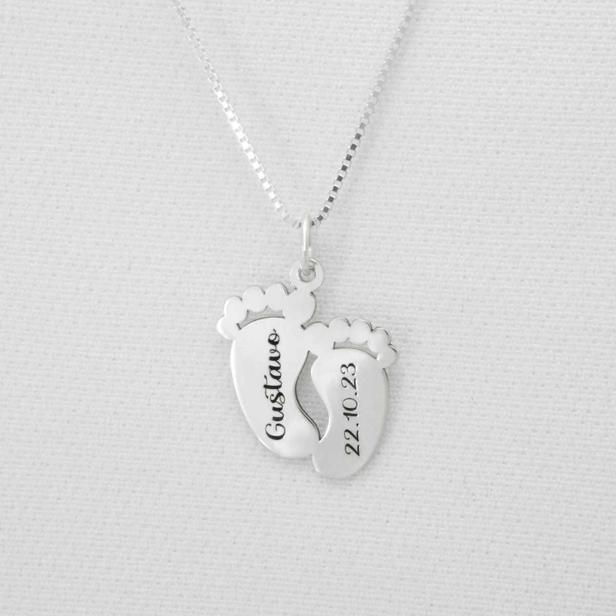 Pingente em Prata 995 Personalizado Pezinho com no... - PIPPER JOIAS