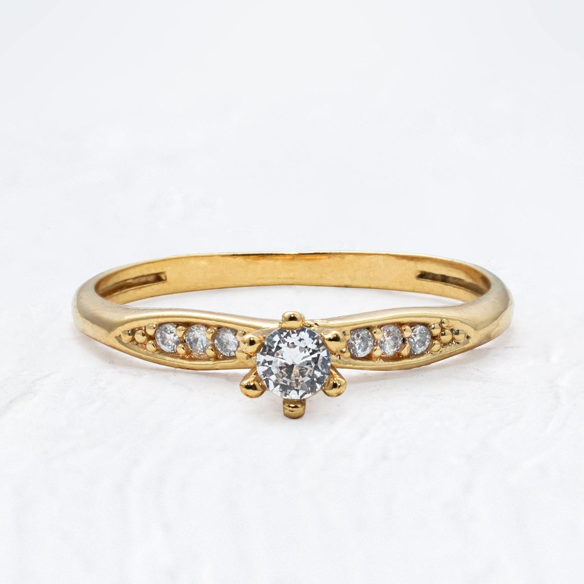 Anel Solitário Banhado a Ouro Deluxe - Rosê & Co.