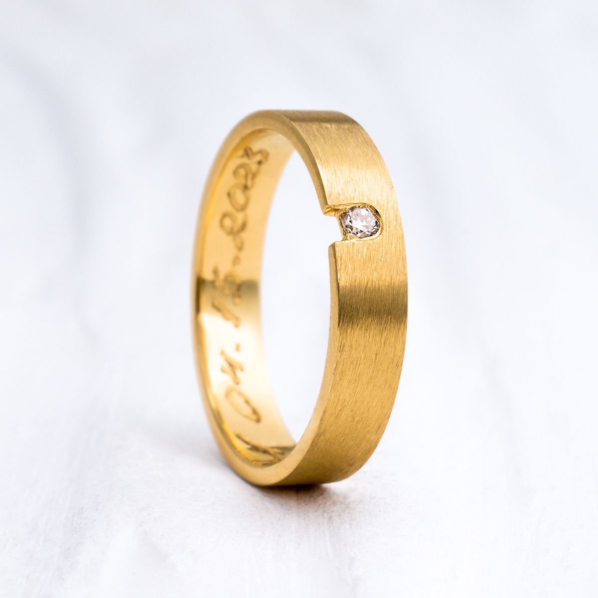 Aliança de Casamento em Ouro 3mm Fosca Alma - Unidade - Rosê & Co.