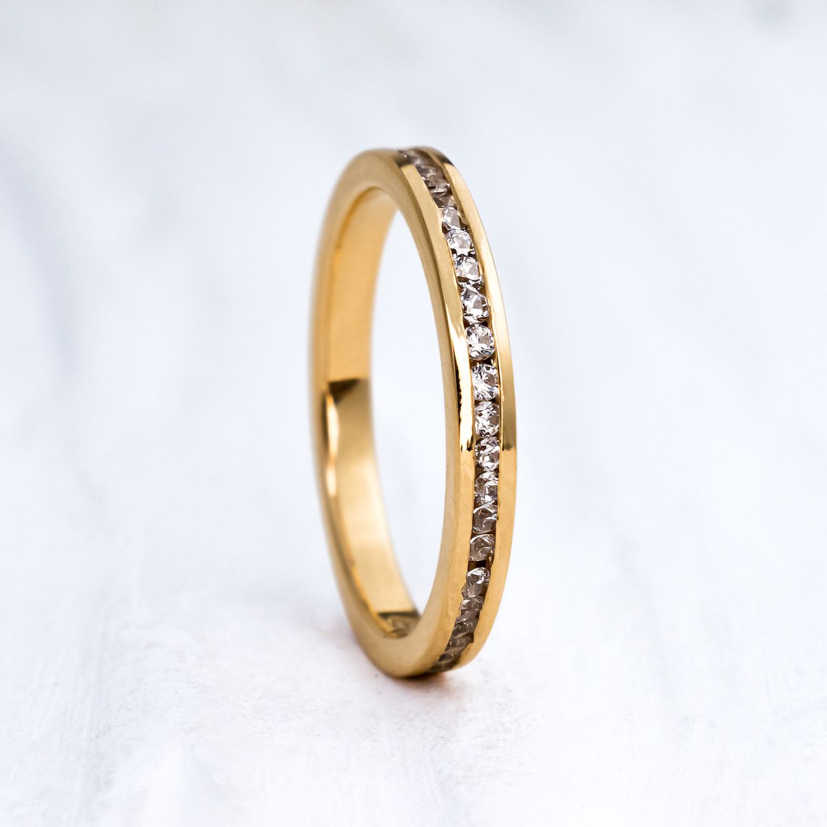 Aliança de Casamento Cravejada em Ouro 2mm July - Unidade - Rosê & Co.