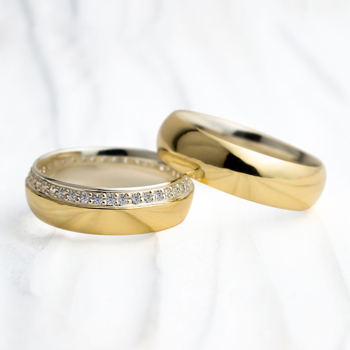 Aliança de Noivado Casamento Revestida em Ouro 5mm Elizabeth - Par - Rosê & Co.