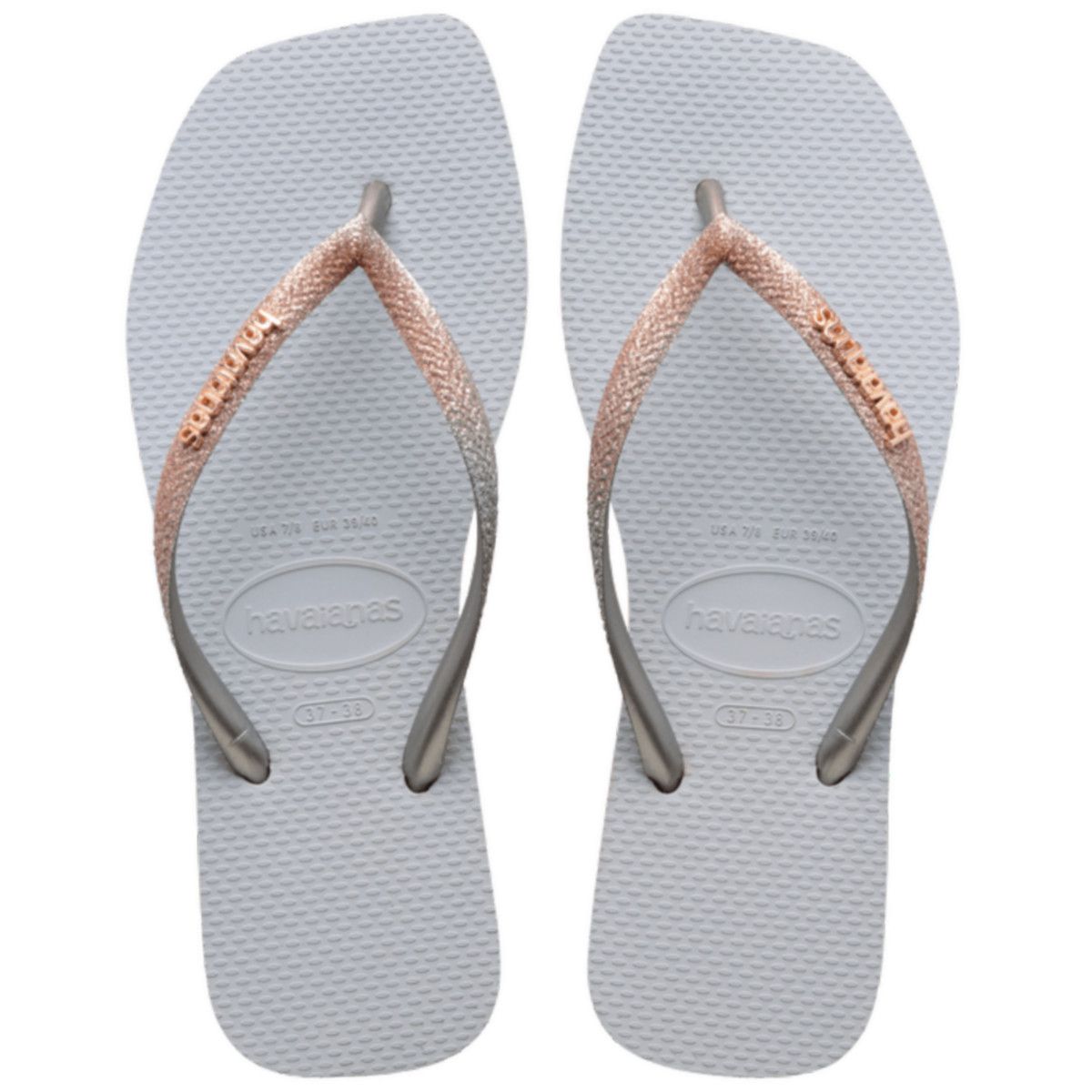 Chinelo Havaianas Slim Square Glitter-Cinza Gelo