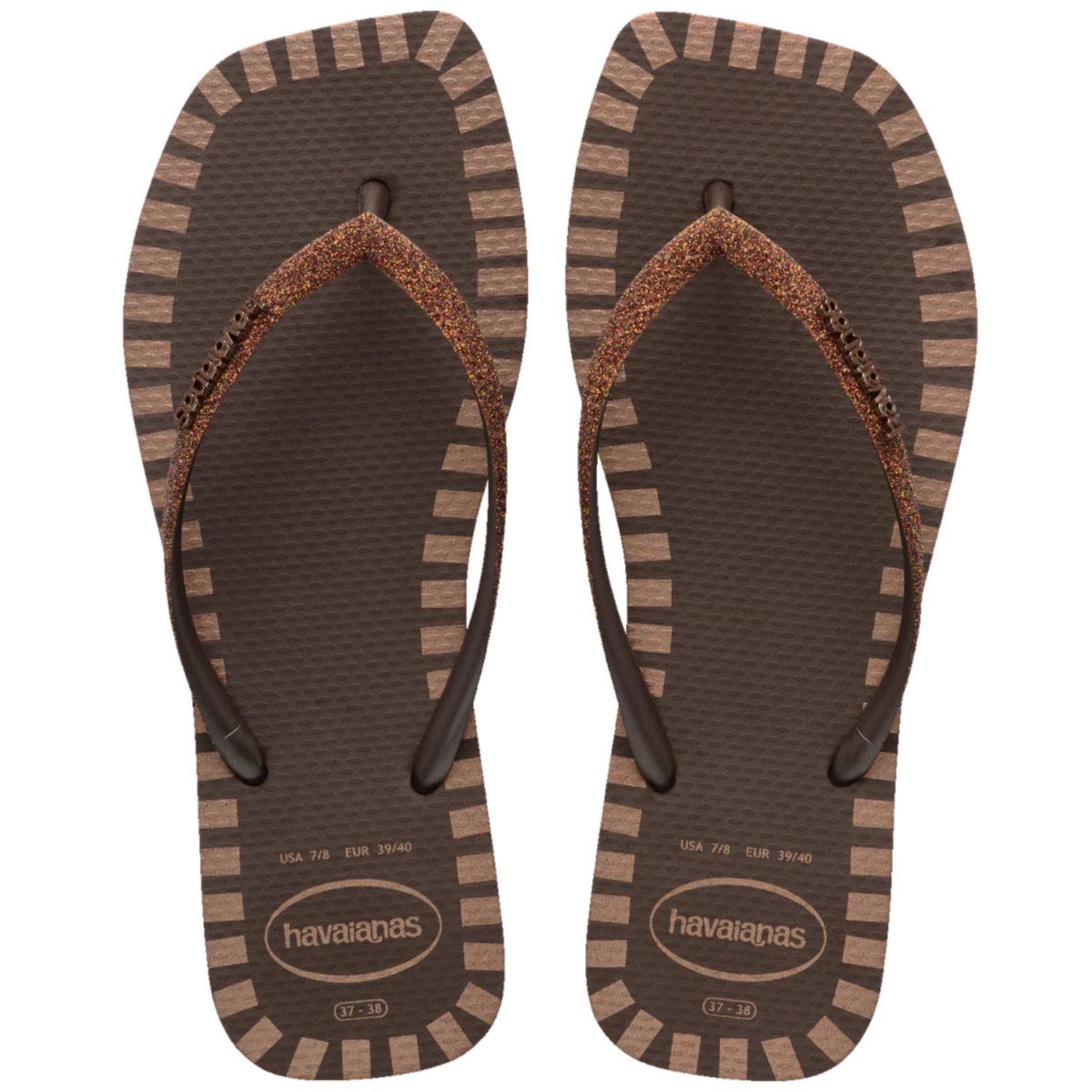 Chinelo Havainas Slim Square Glitter Contour