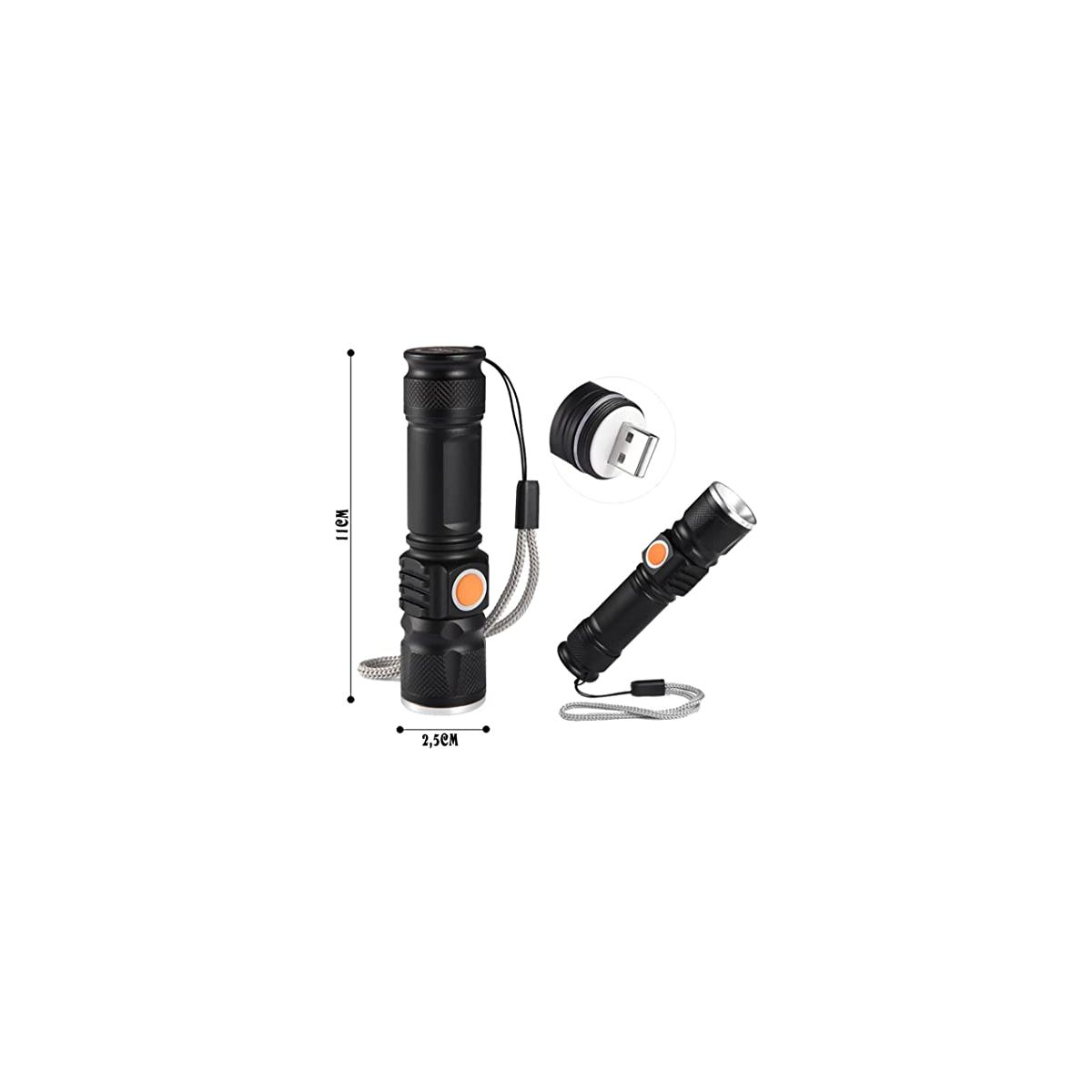 Lanterna USB - 0995 - SHOPPINGMILITAR
