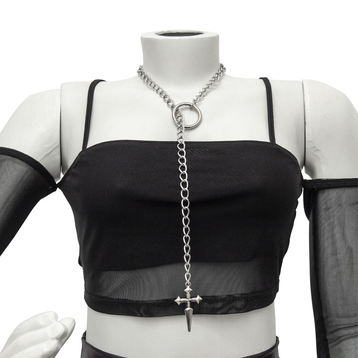 Colar Slip Chain Gravatinha Pingente De Cruz Delicado 