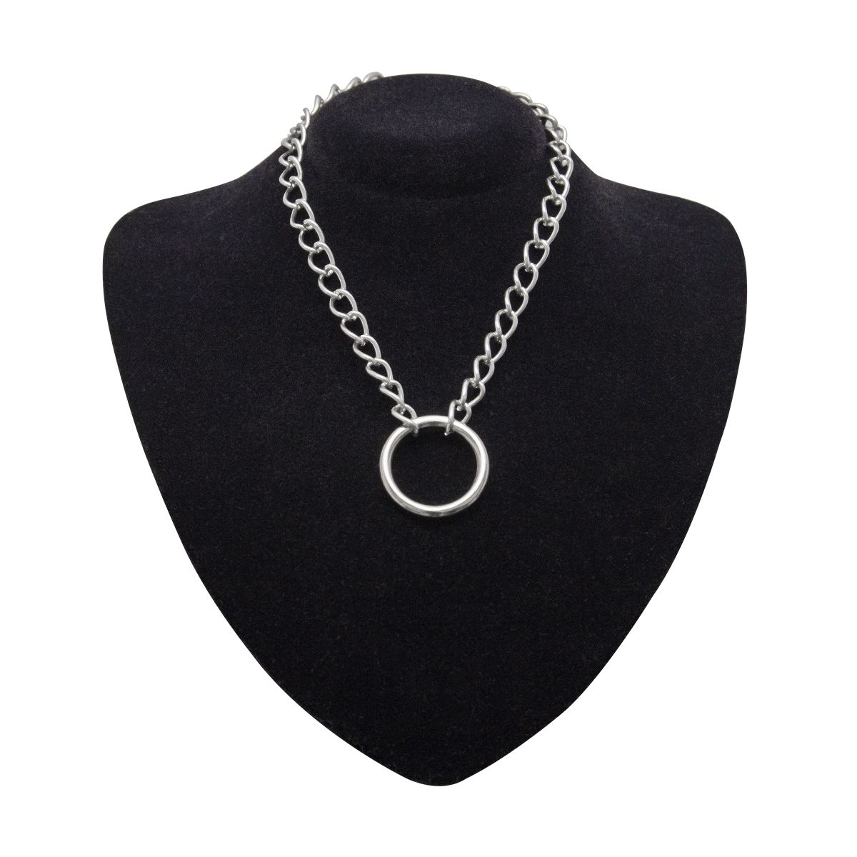 Colar de Corrente com Pingente de Argola Prateado