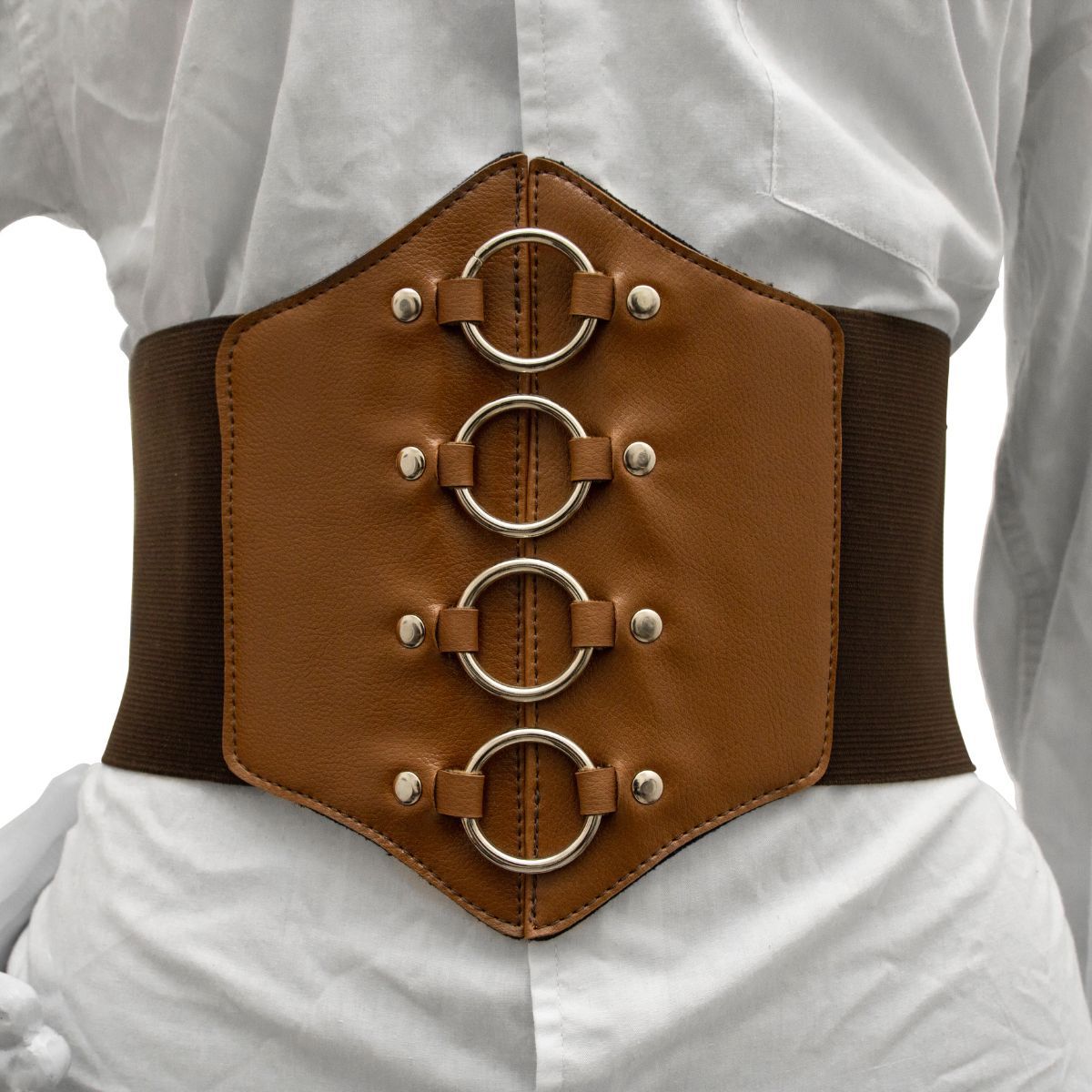 Corset Espartilho Marrom com Argolas