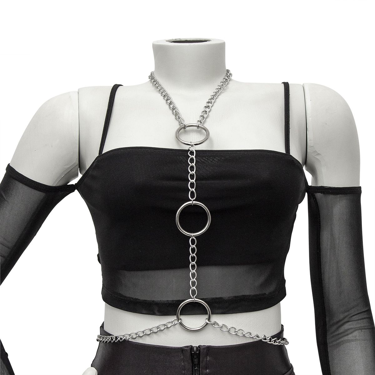 Acessório Body Chain com Três Argolas Prateado