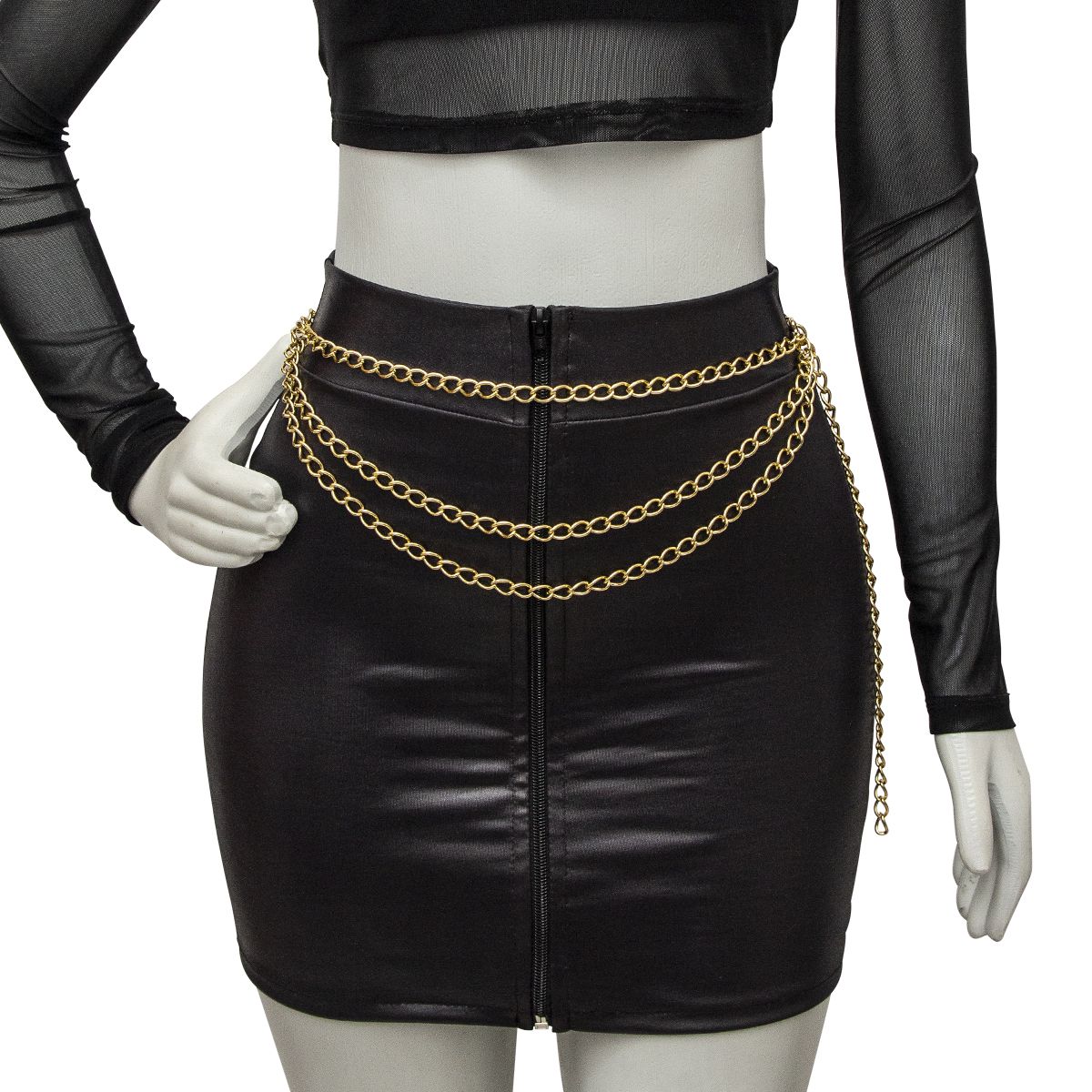 Acessório Cinto Body Chain com Três Correntes Dourado