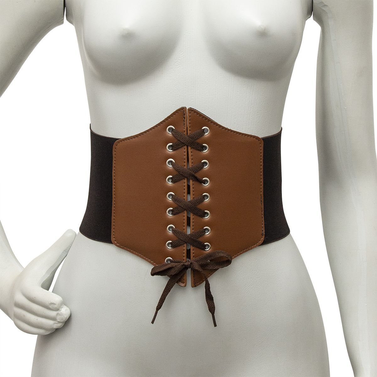 Corset Espartilho Marrom com Cadarço