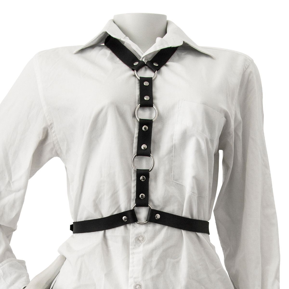 Harness Preto de Corpo com Três Argolas