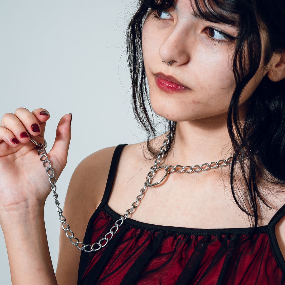Colar Slip Chain Gravatinha Pingente de Argola Delicado