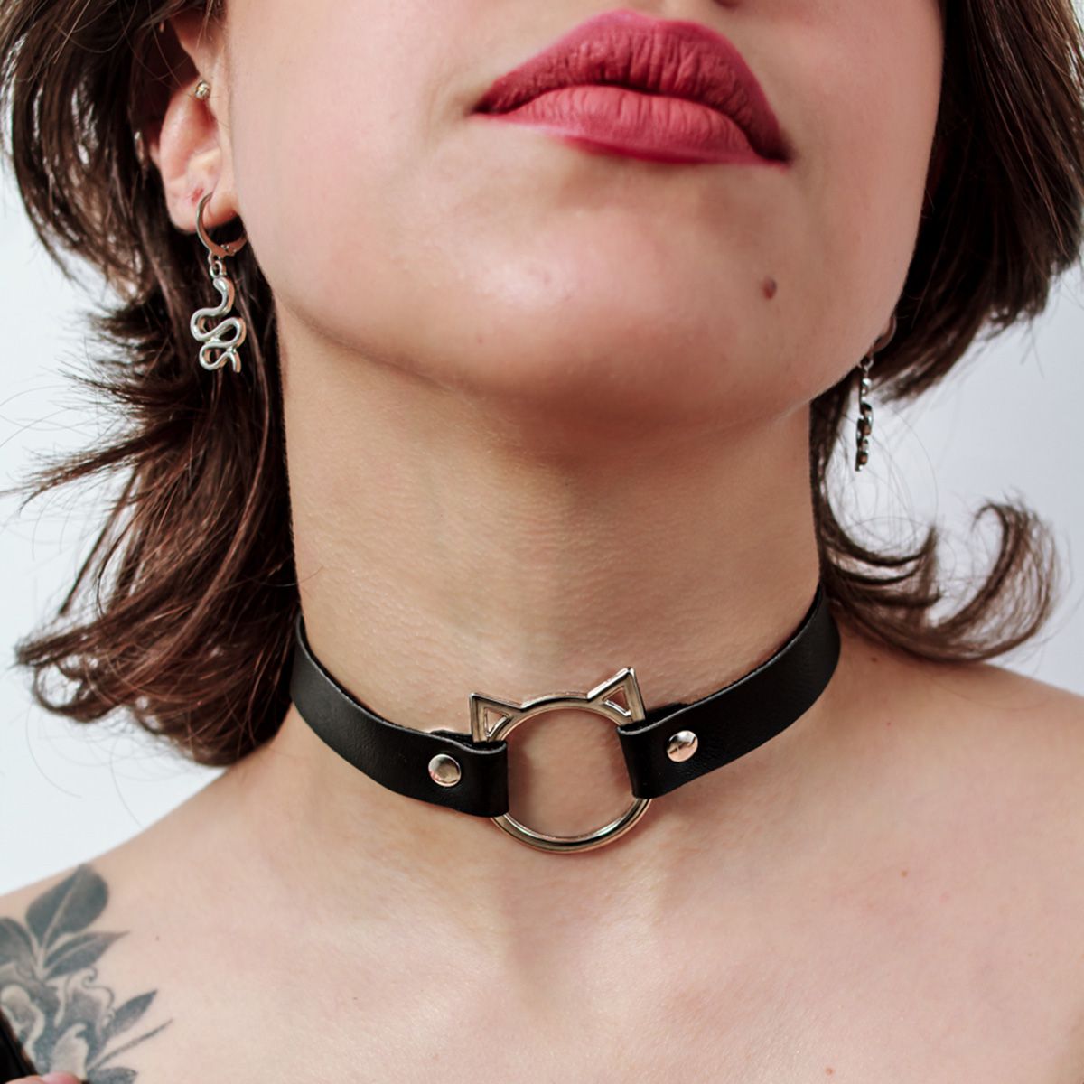Choker Gargantilha com Pingente de Gatinho