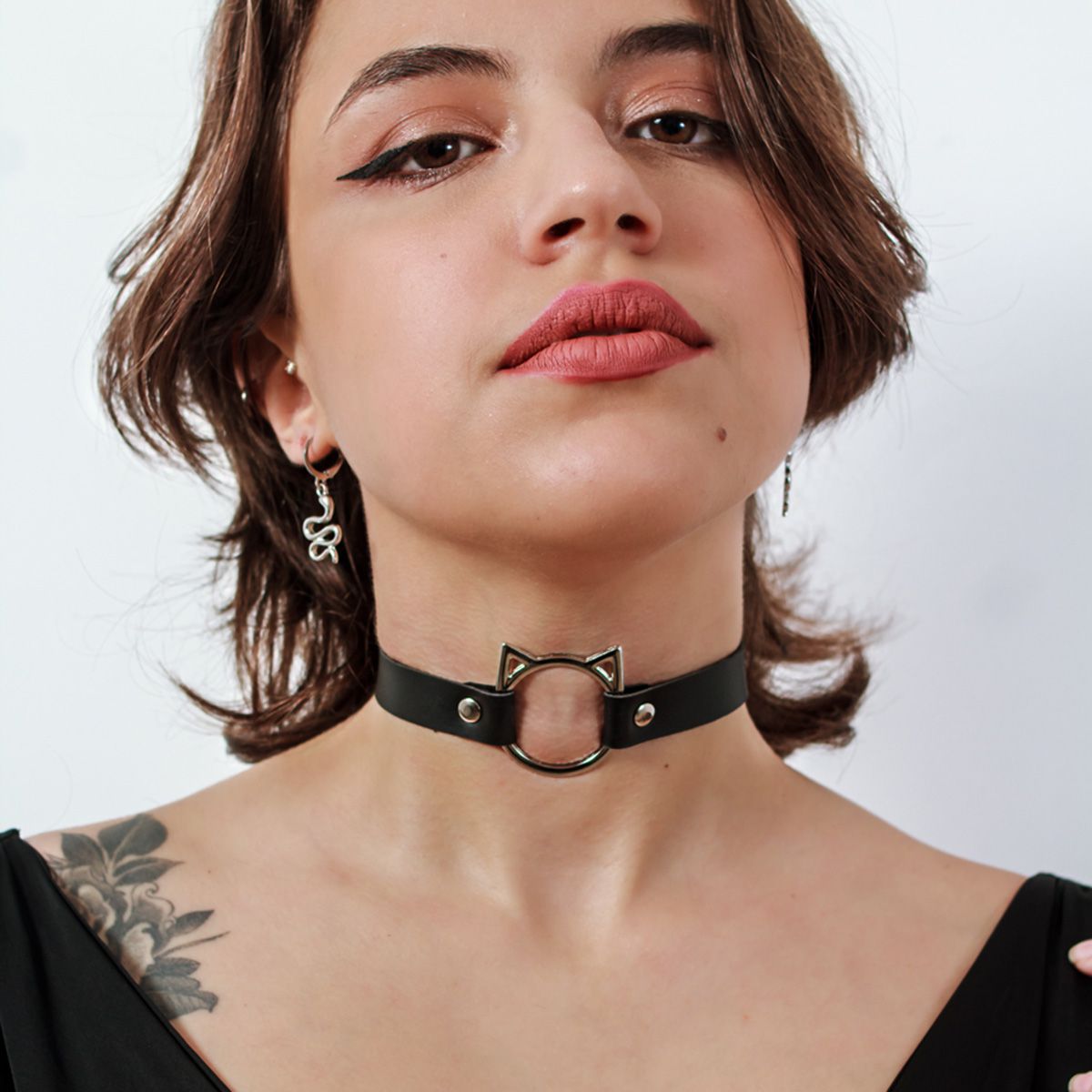 Choker Gargantilha com Pingente de Gatinho