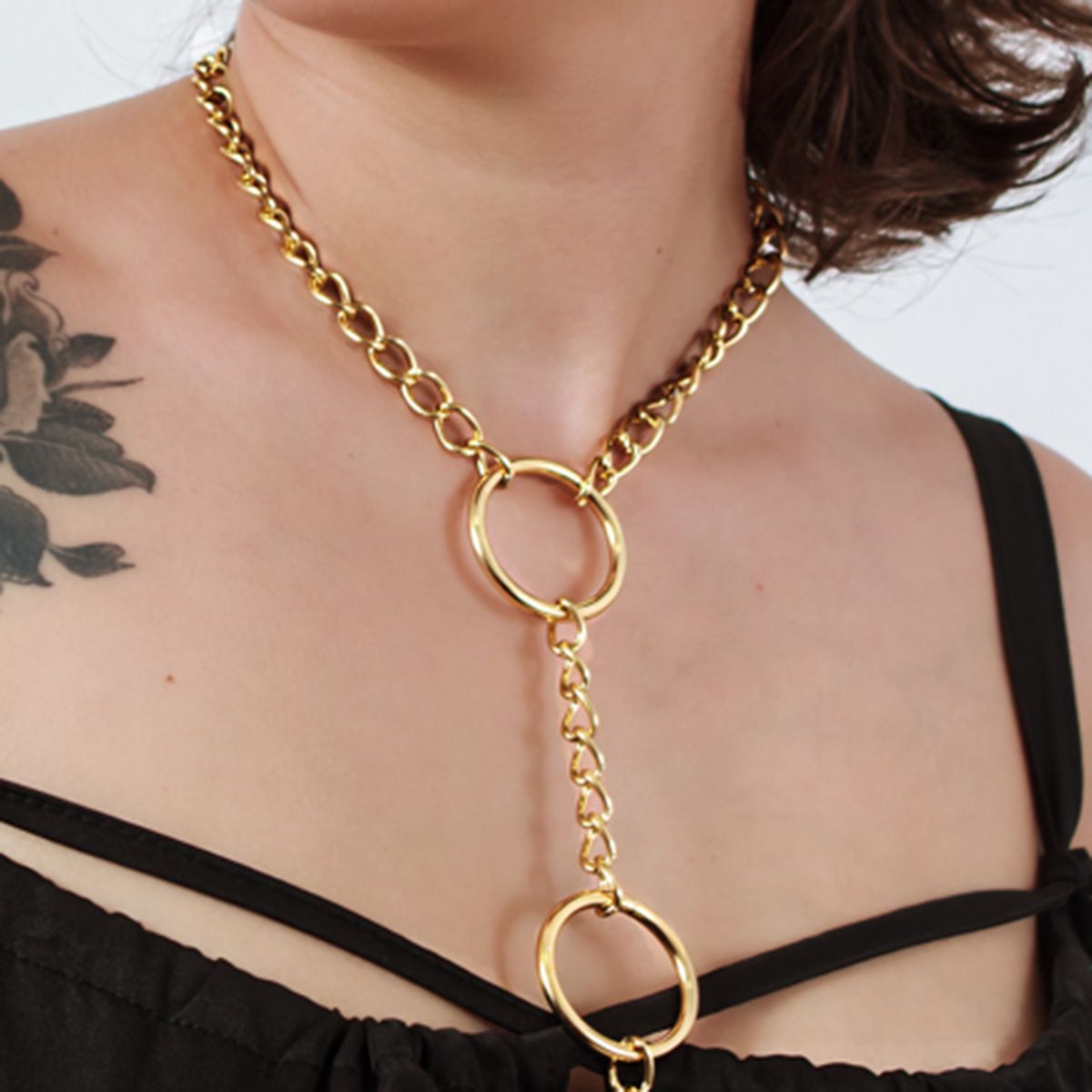 Acessório Body Chain com Três Argolas Dourado