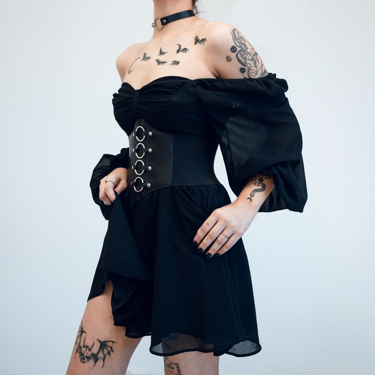 Corset Espartilho Preto com Argolas