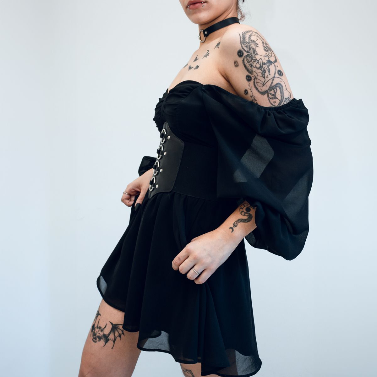 Corset Espartilho Preto com Argolas