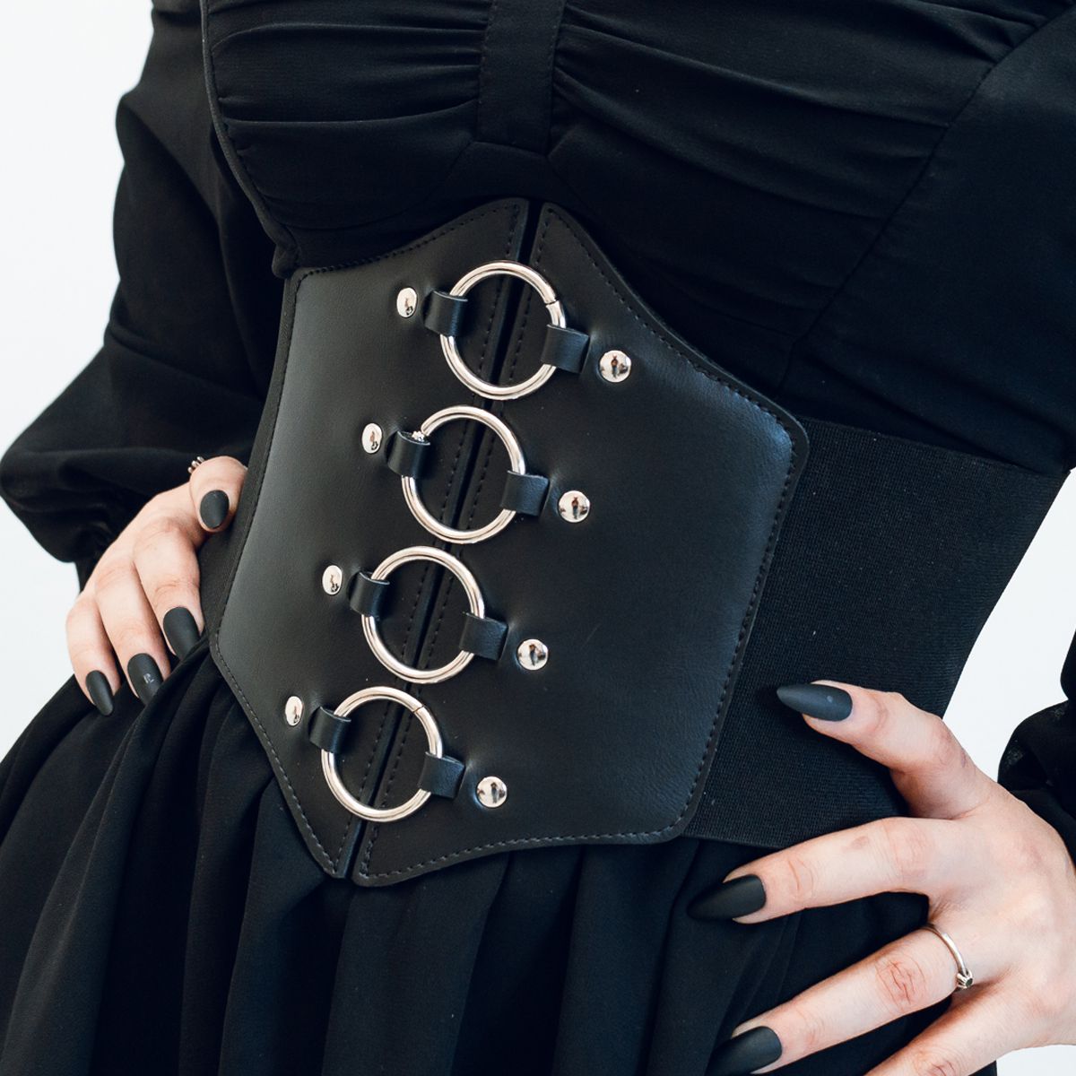 Corset Espartilho Preto com Argolas