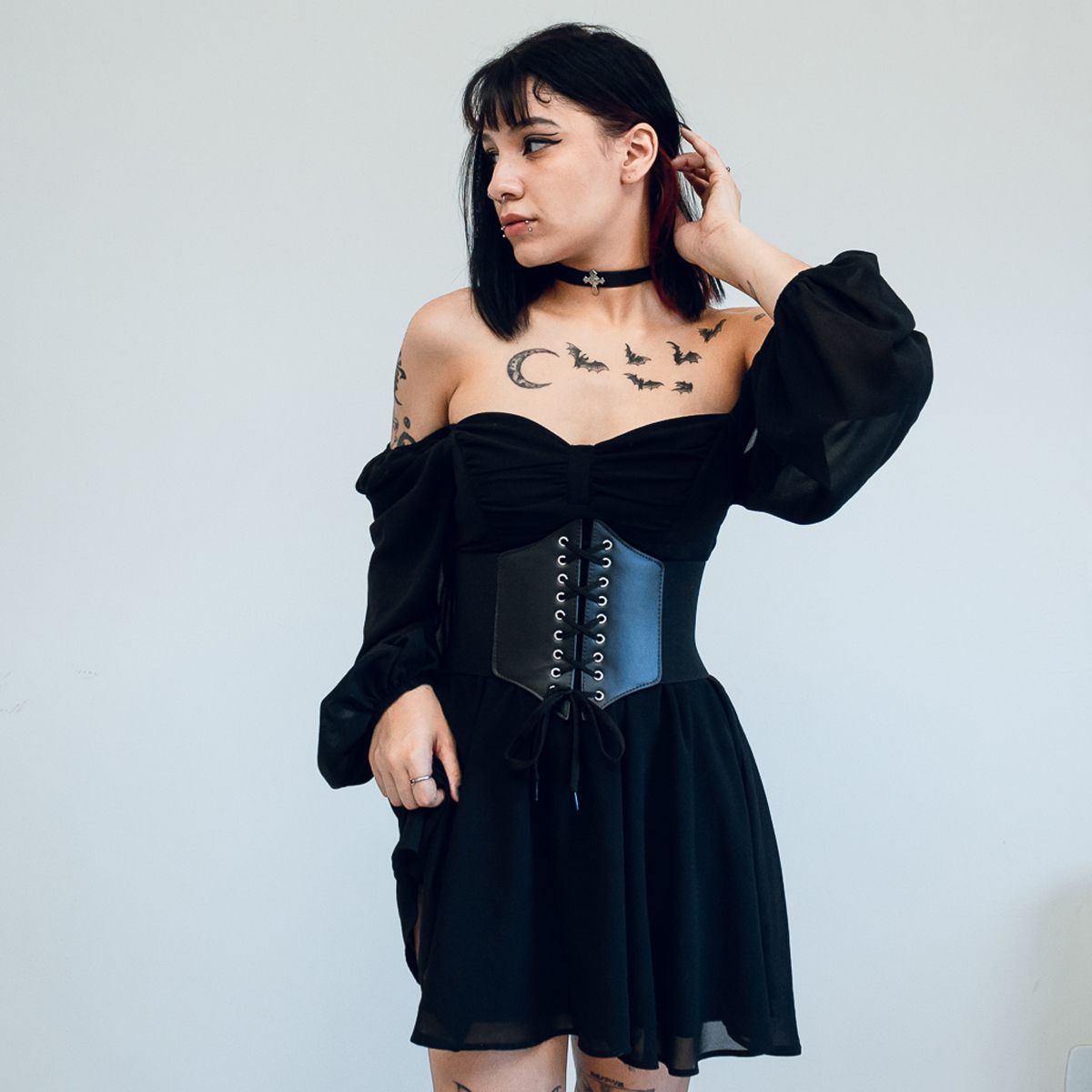 Corset Espartilho Preto com Cadarço