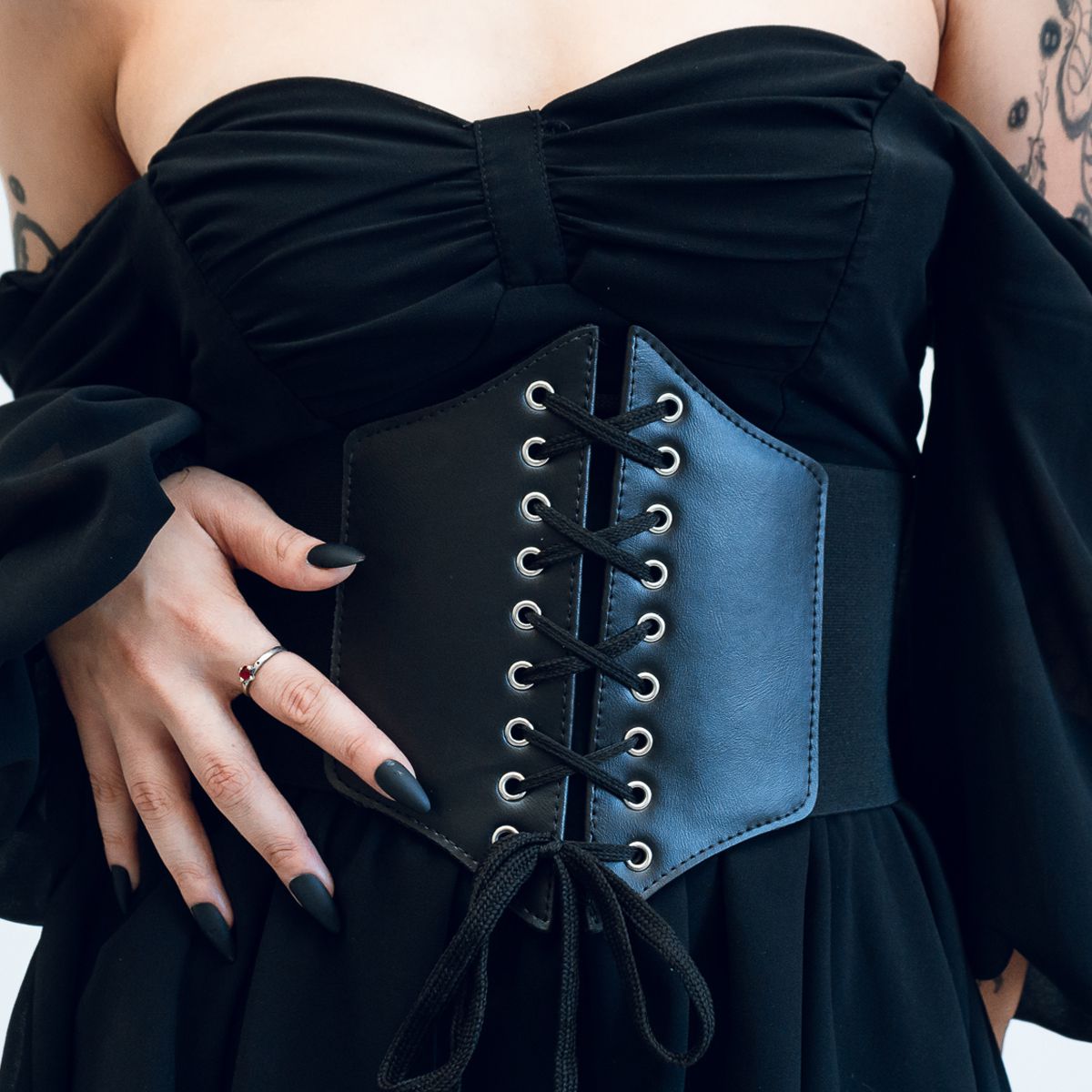 Corset Espartilho Preto com Cadarço