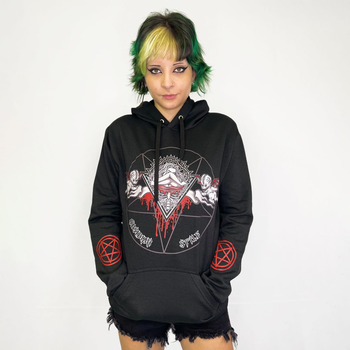Moletom Canguru Preto Girl and Baby Demons