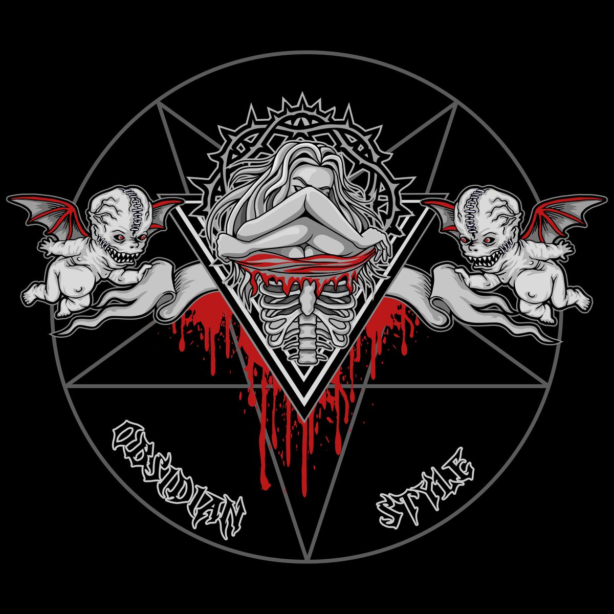 Moletom Canguru Preto Girl and Baby Demons