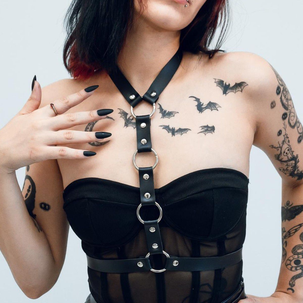 Harness Preto de Corpo com Três Argolas