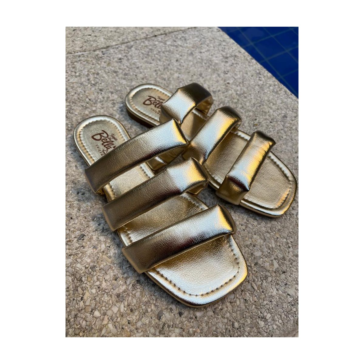 Rasteirinha Metallic Ouro light - 1121 - Toque da Bella
