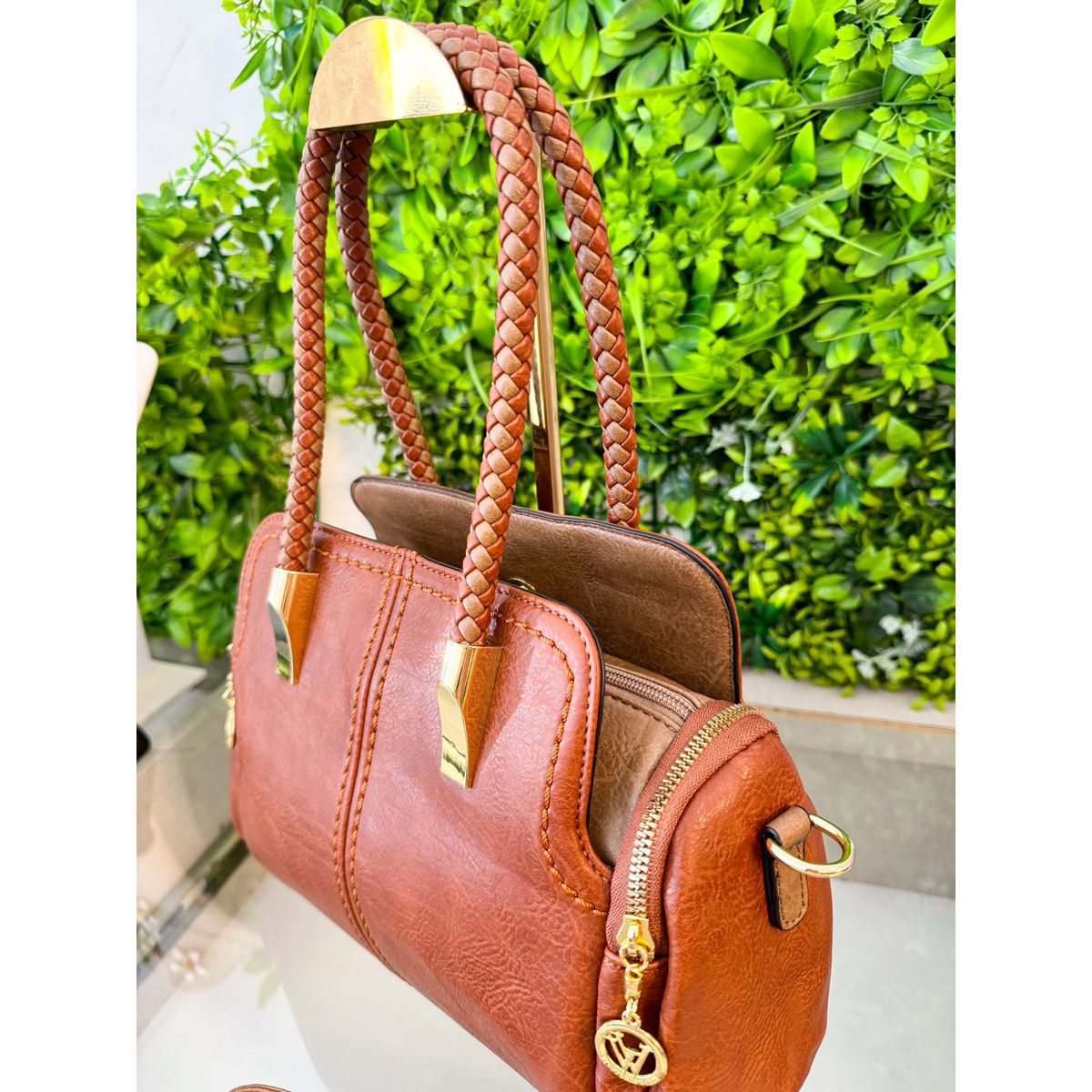 Bolsa Aline marrom com caqui - 28369 - Toque da Bella