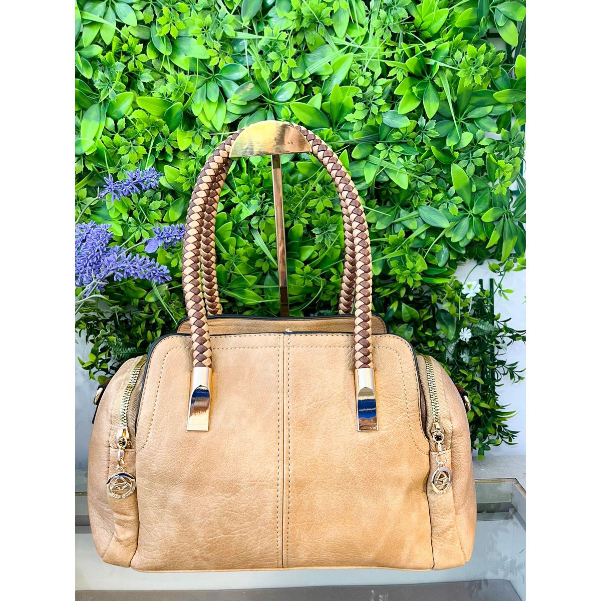 Bolsa Aline creme c/ marrom - 28380 - Toque da Bella