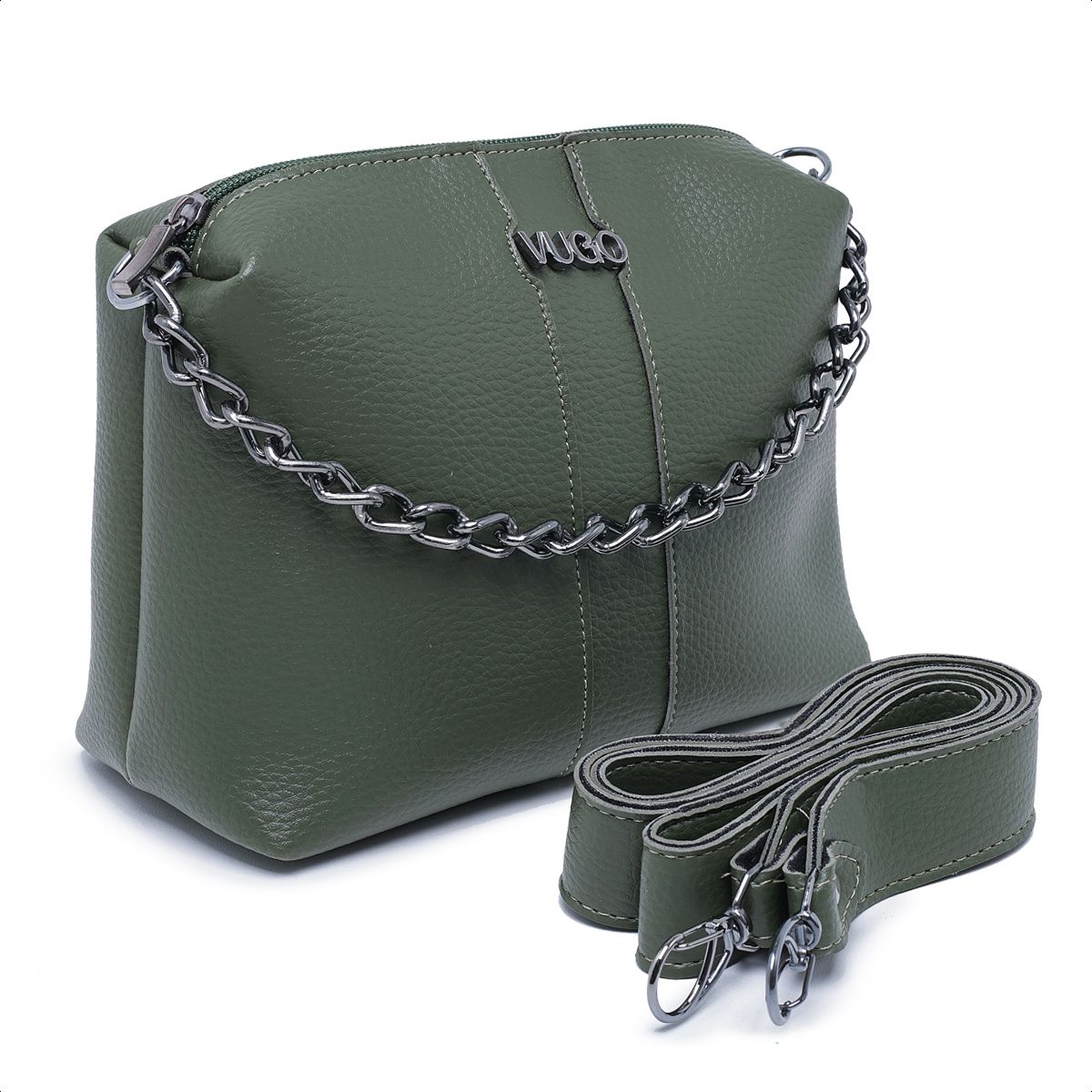 Bolsa Clutch Tiracolo Jade Preta Verde Militar - VUGO