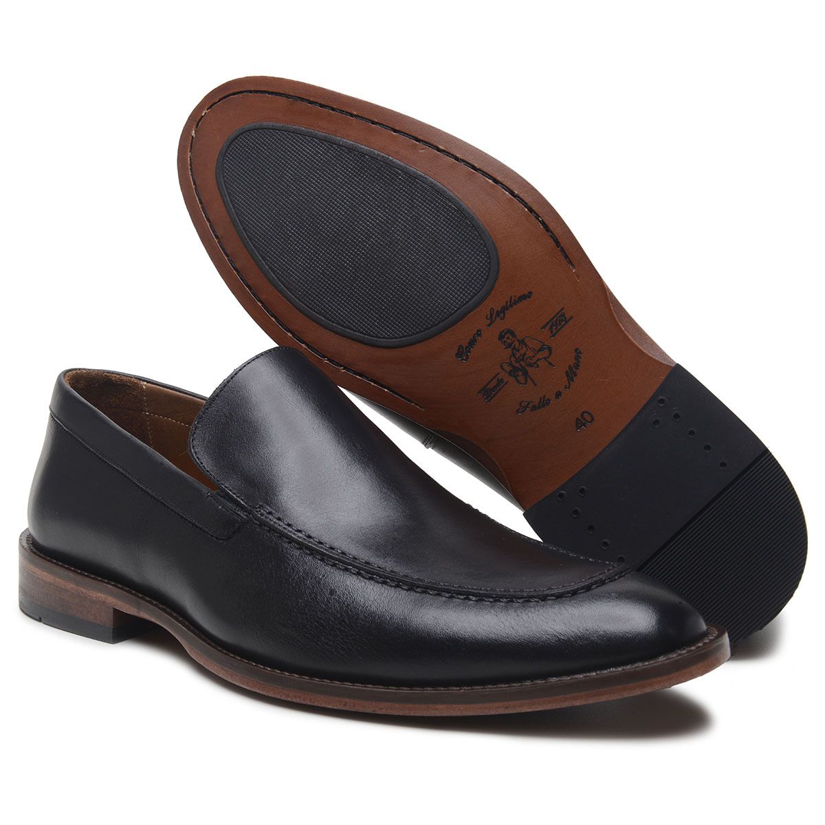 Mocassim Classic VERAS Sola de Couro Masculino Casual PRETO