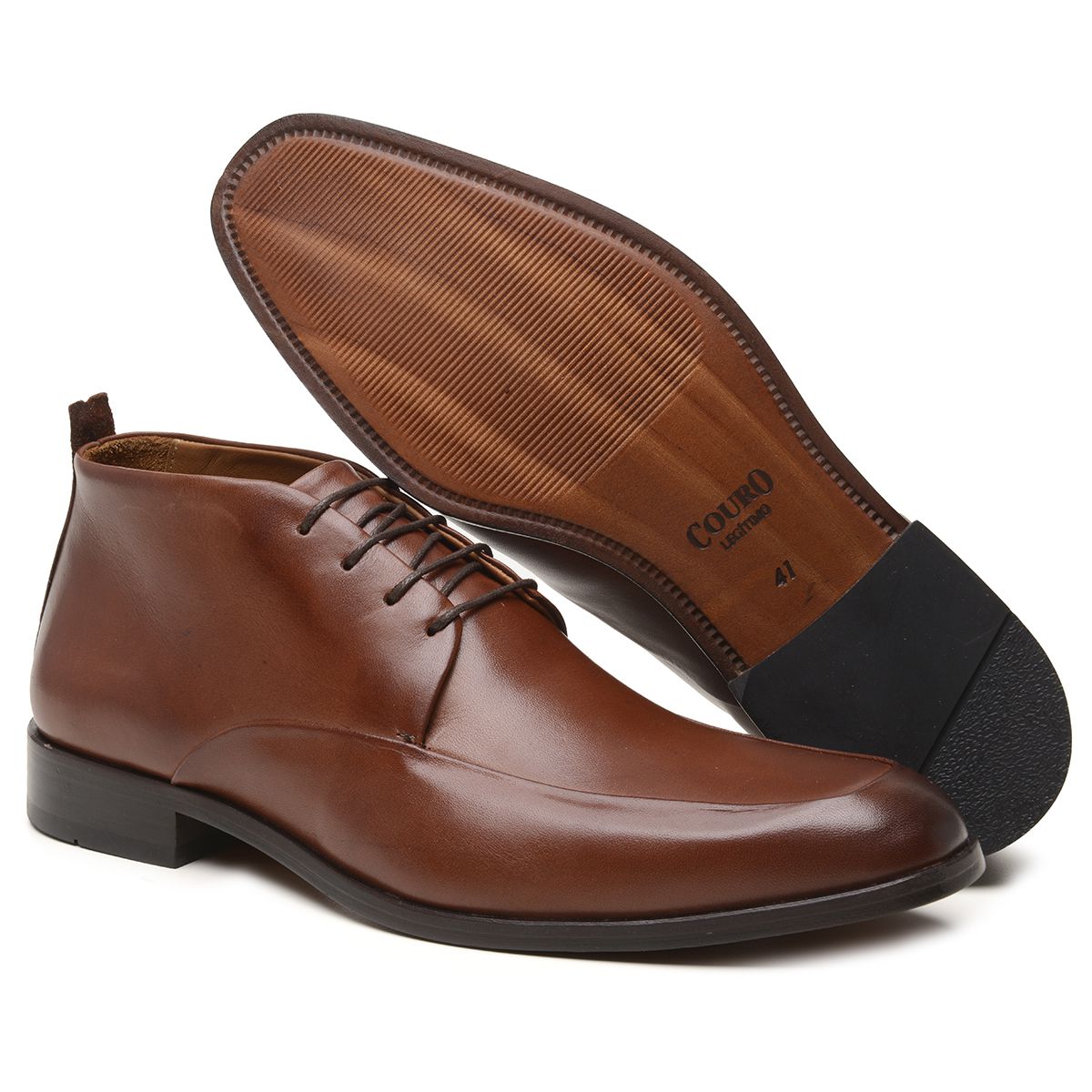 Bota Social Paolo Em Couro Whisky