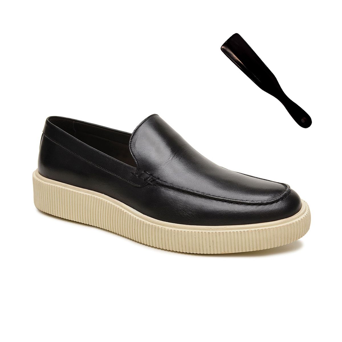 Kit Sapato Masculino Loafer Konna Preto e Calçadeira