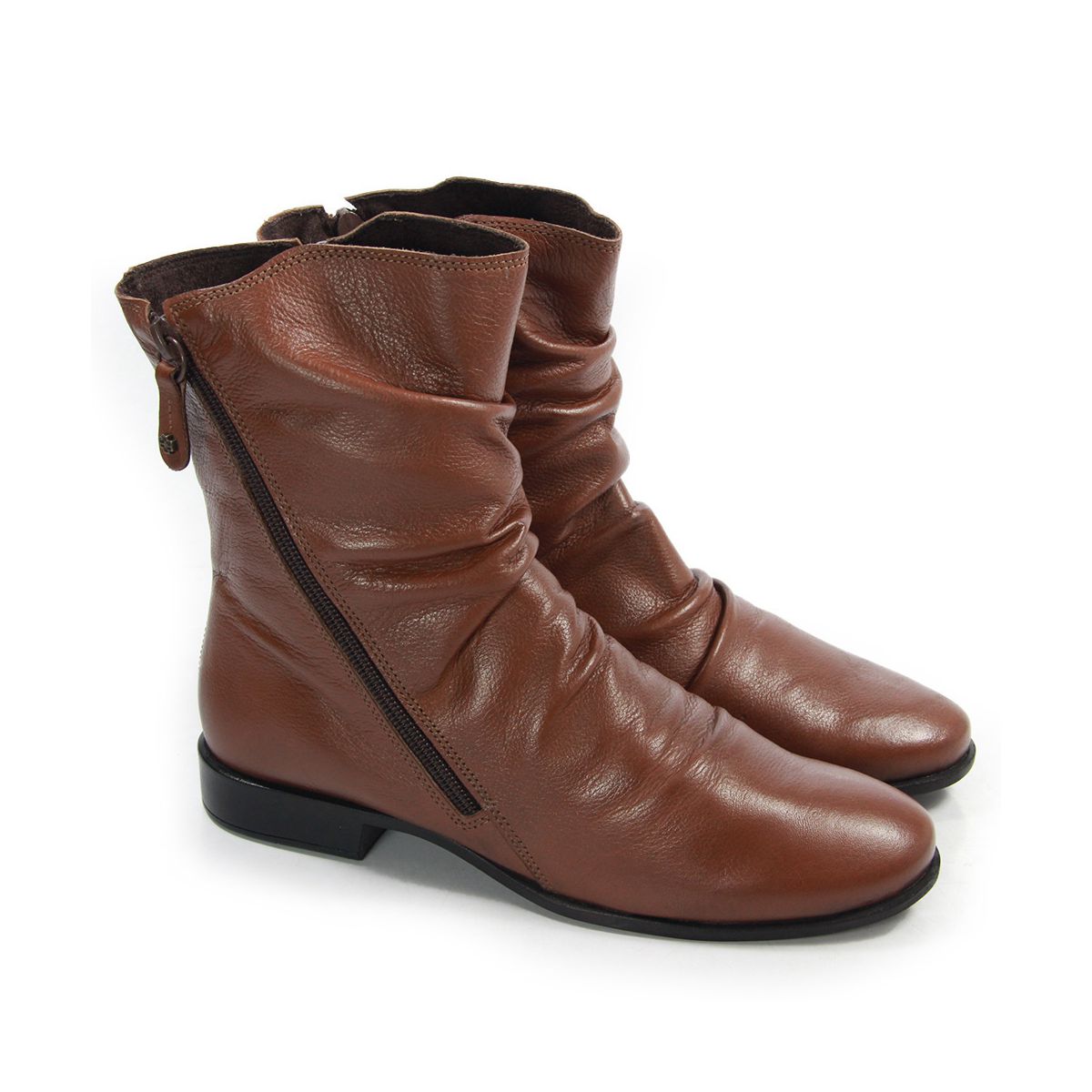 Bota Perlatto Feminina em couro Marrom Cano Médio - ZOCCOLETTE