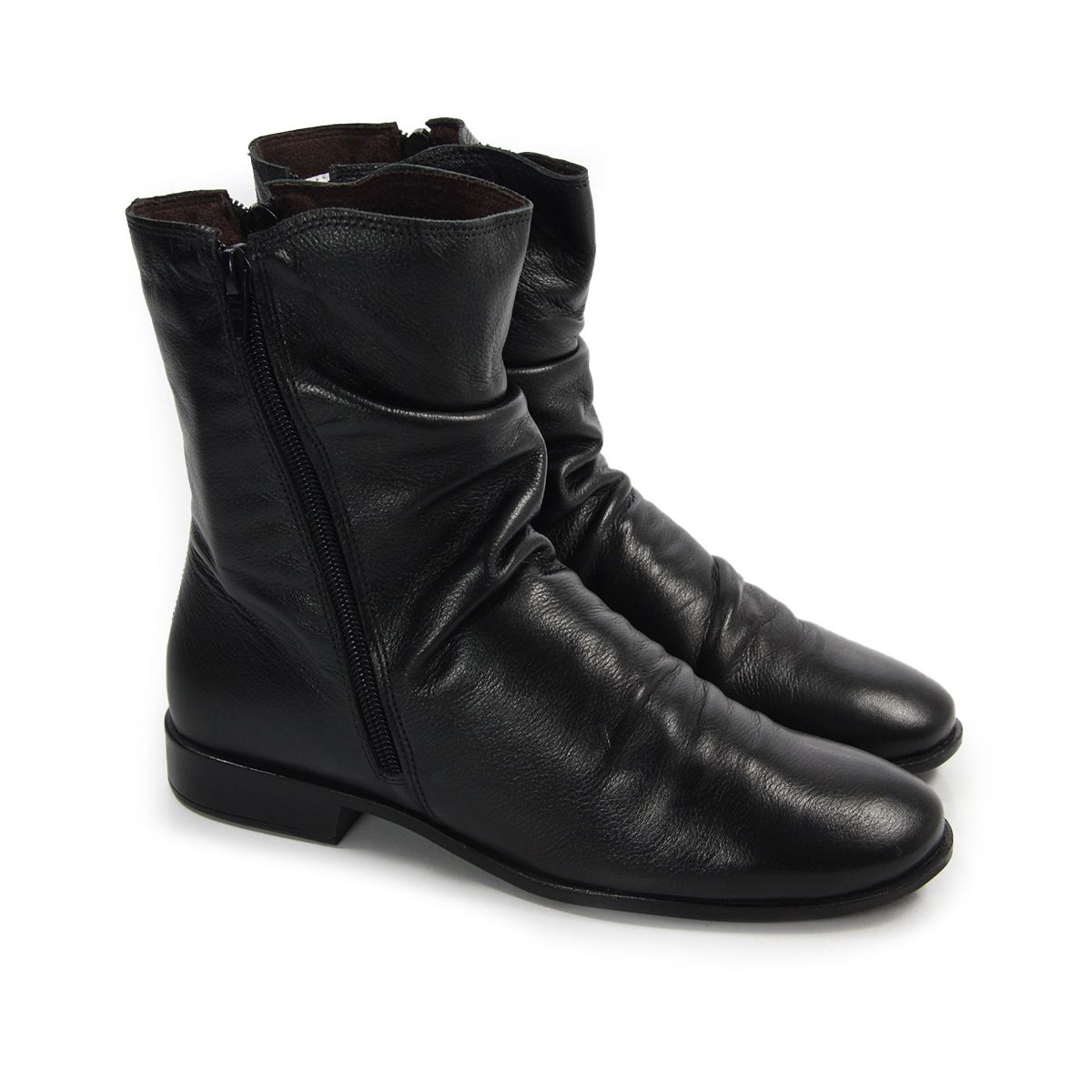 Bota Perlatto Feminina em couro Preto Cano Médio - ZOCCOLETTE