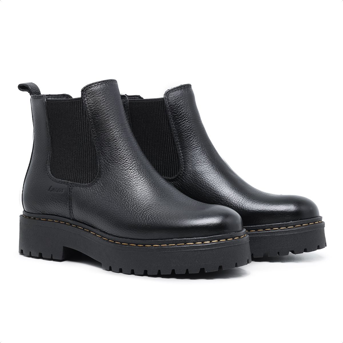 Coturno Preto Cano Curto em Couro Solado Tratorado... - ZOCCOLETTE