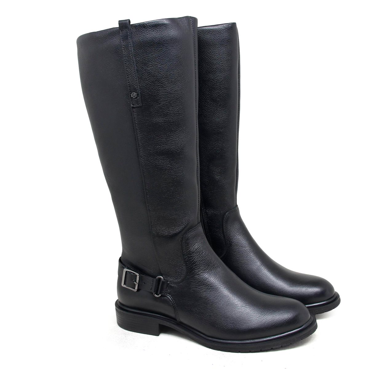 Bota montaria Perlatto Feminina em Couro Preto Can... - ZOCCOLETTE