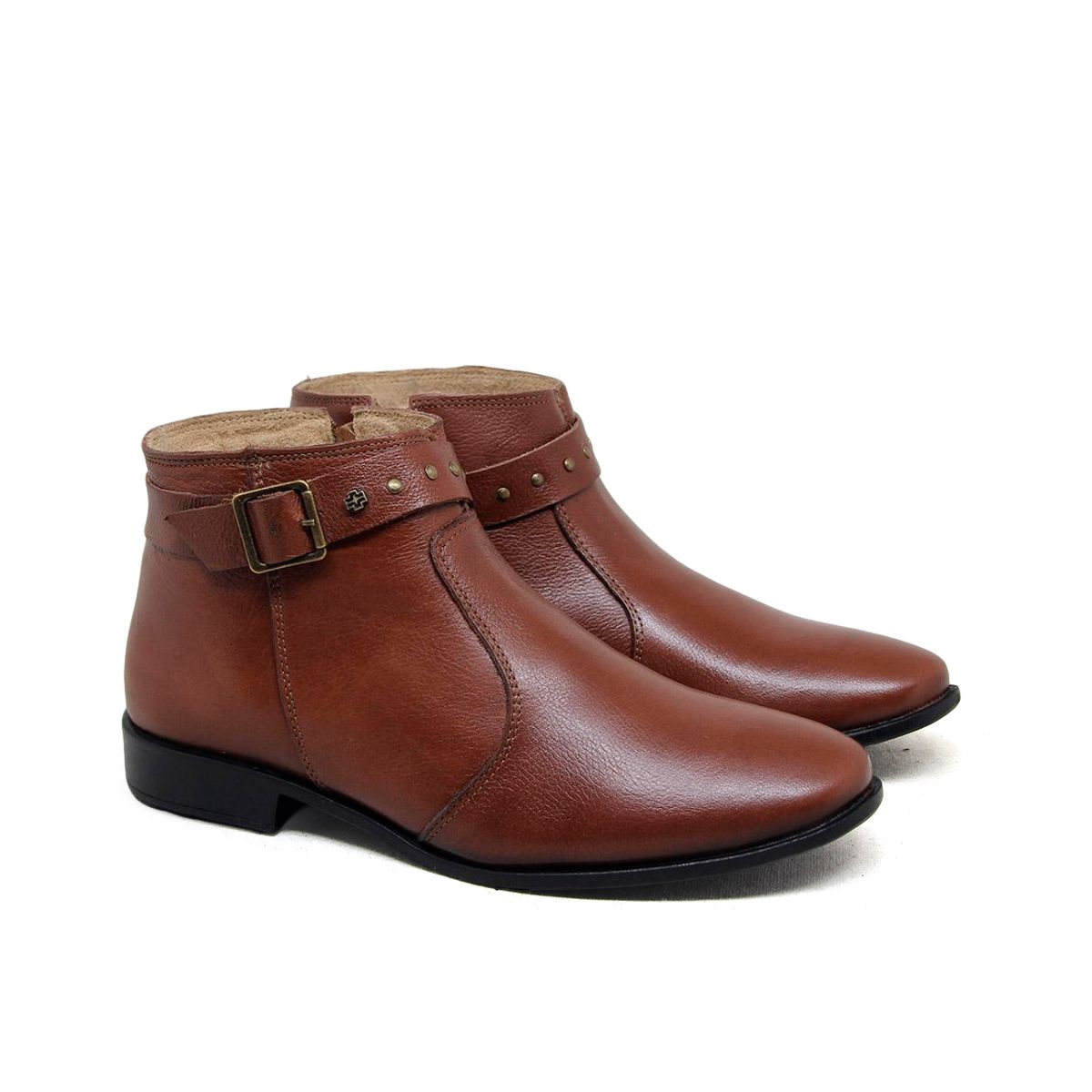 Bota Marrom feminina em Couro Perlatto Cano Baixo - ZOCCOLETTE